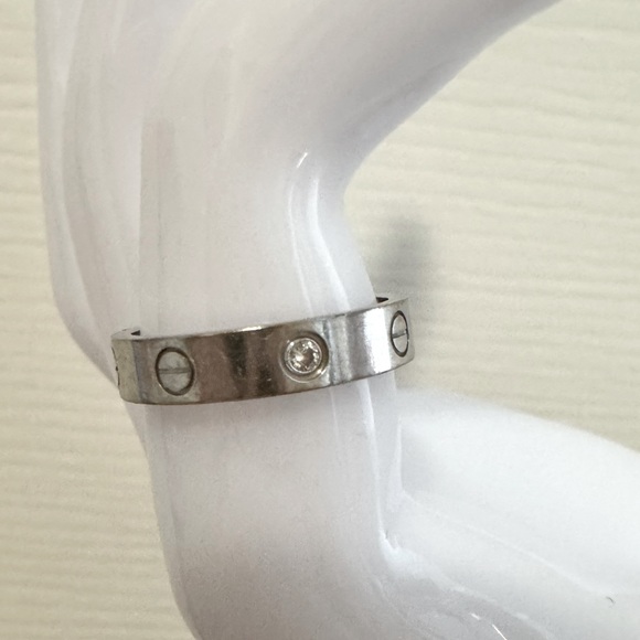 Cartier White Gold One Diamond LOVE Wedding Band Ring - Picture 2 of 5